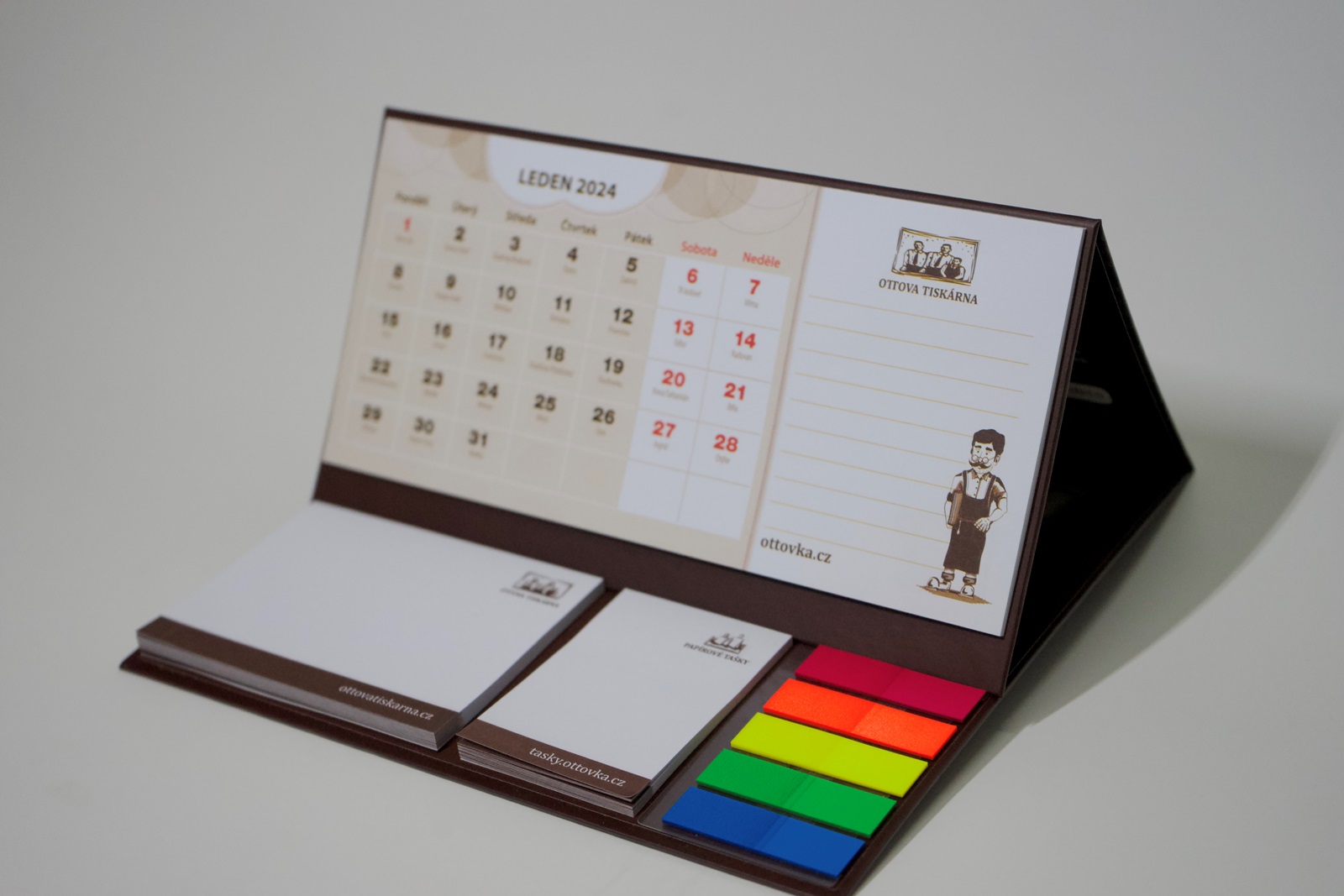 Multifunkční stolní měsíční Ottíkův kalendář, post-it, barevný rozlišovač